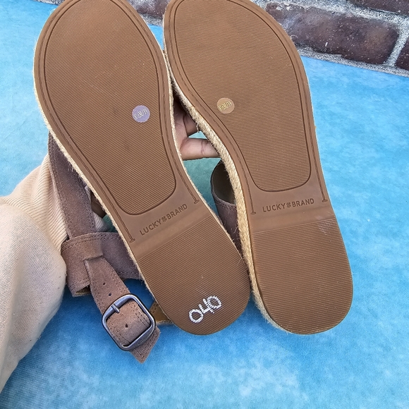 NWOT Lucky Brand Gadine Espadrillles Straps Sandals genuine leather brown Sz 8.5 - Picture 4 of 13